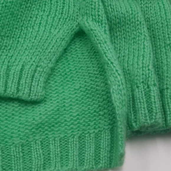 WOODEN SHIPS Mohair Wool Sweater V-Neck Soft Knit Pullover Oversized Green S M - Picture 6 of 10